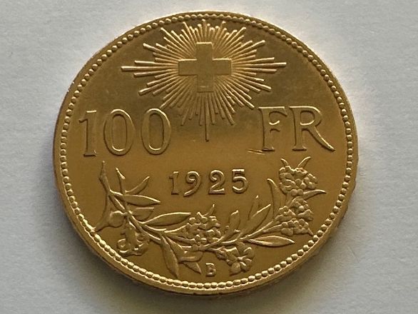 Alle Münzen: 100Fr. Vreneli,1925B, Original, unz + – Gebraucht aus Erlach von gubbe1