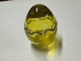 Deco de Pâques vintage en verre jaune, forme d'œuf