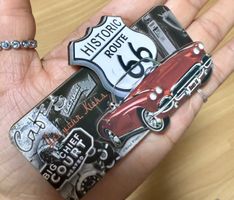 Vintage Holz-Kühlschrankmagnet – Route 66 mit klassischem US