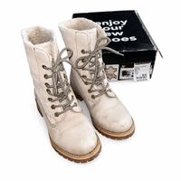 Tamaris Leder Boots Beige Gr. 36 gefüttert