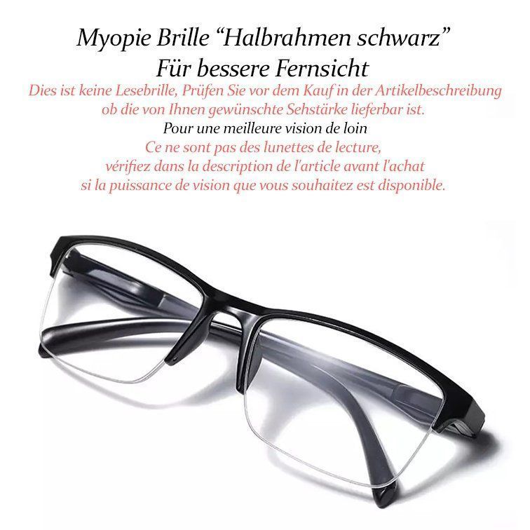 Occhiali & Lenti: Fernsichtbrille Halbrahmen schwarz -1.0 -3.5 – Nuovo e nell'imballaggio originale da Pfäffikon SZ venduto da ANNAPURNA8091