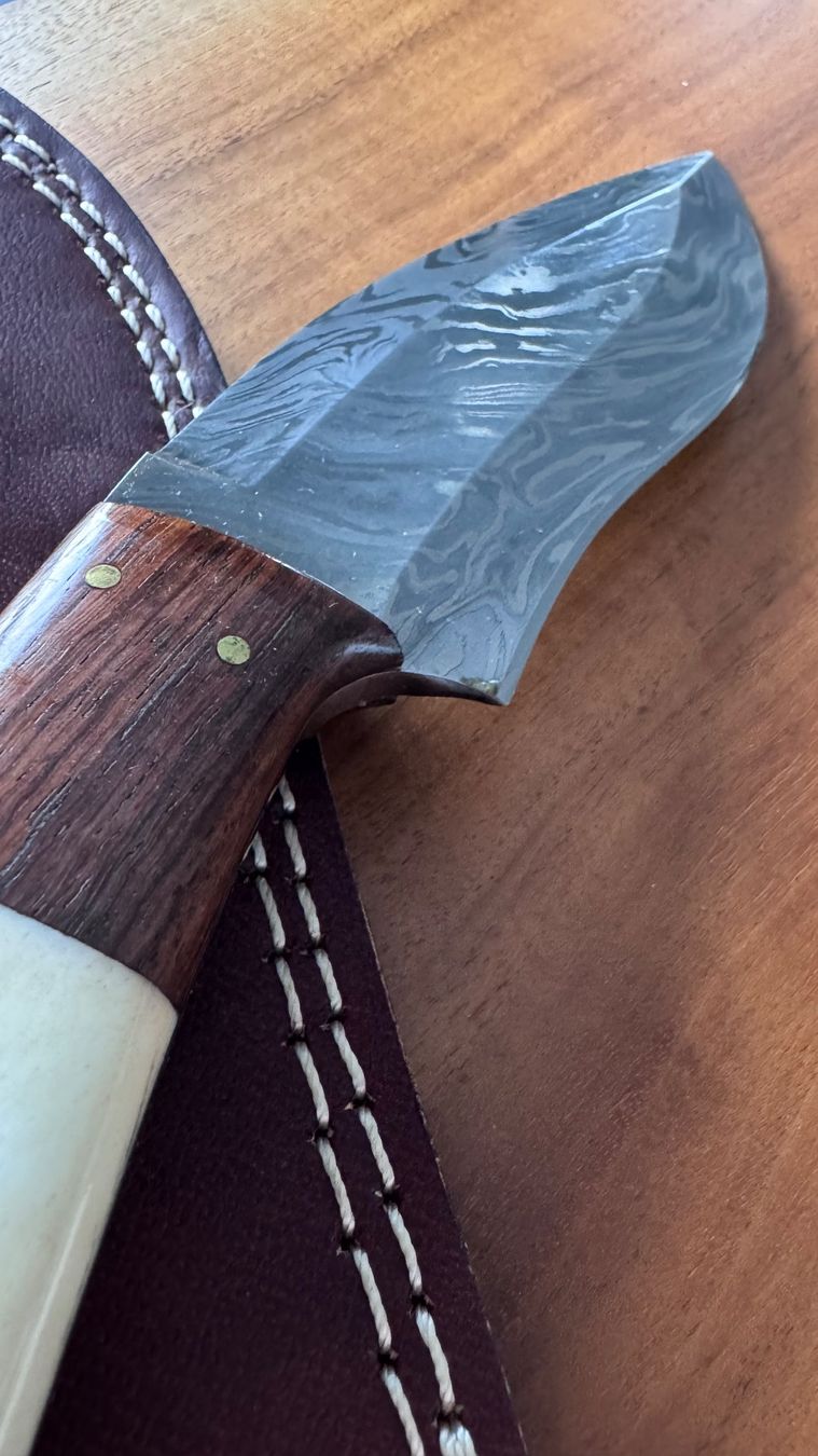 Zubehör: Damastmesser Jagdmesser Messer mit Lederscheide Handarbeit – Neu (gemäss Beschreibung) aus Uhwiesen von Thom 3