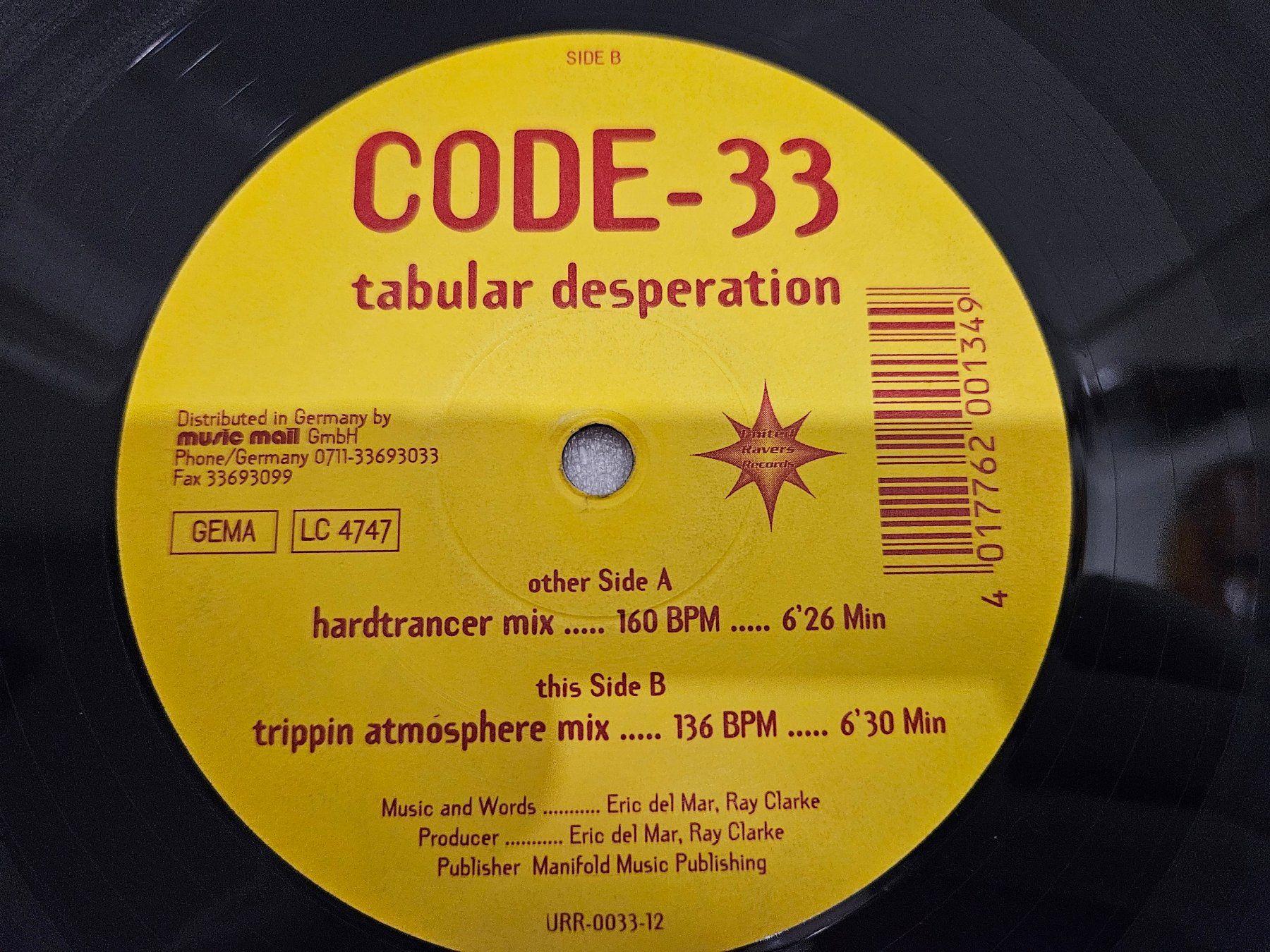 Schallplatten: Code-33 – Tabular Desperation (Hard Trance) – Gebraucht aus Uster von Vinyl-Leidenschaft 6