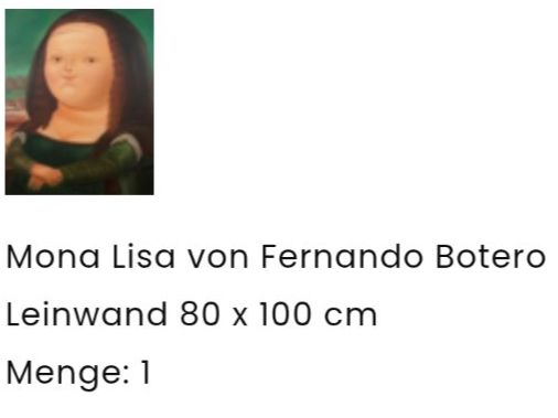 Foto & Immagini: Mona Lisa von Botero, Leinwand, 80 x 100cm – Nuovo e nell'imballaggio originale da Effretikon venduto da mjumju 1
