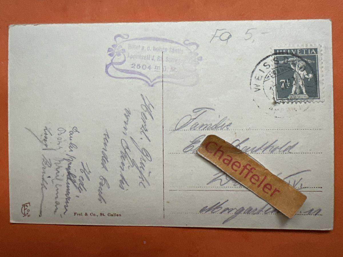 Cartoline postali: 1927 Säntis Observatorium, Winterstimmung – Usato da Zürich venduto da Chaeffeler 1
