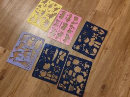 Assortiment pochoirs découpage thèmes variés 5 pièces