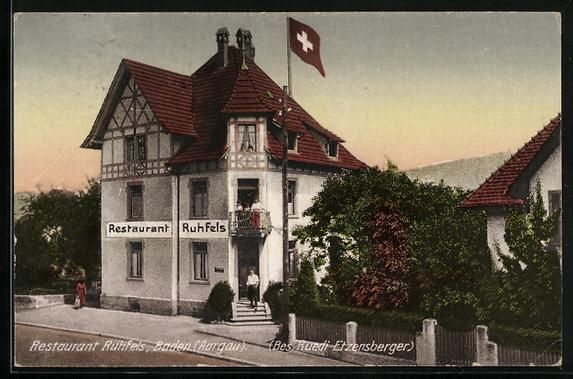 Cartoline postali: Baden /Aargau, Restaurant Ruhfels, Bes.  – Usato da Berlin venduto da bartko-reher