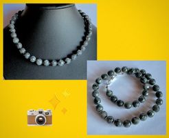SALE KETTE EDELSTEINKETTE STEINKETTE SCHWARZER LABRADORIT