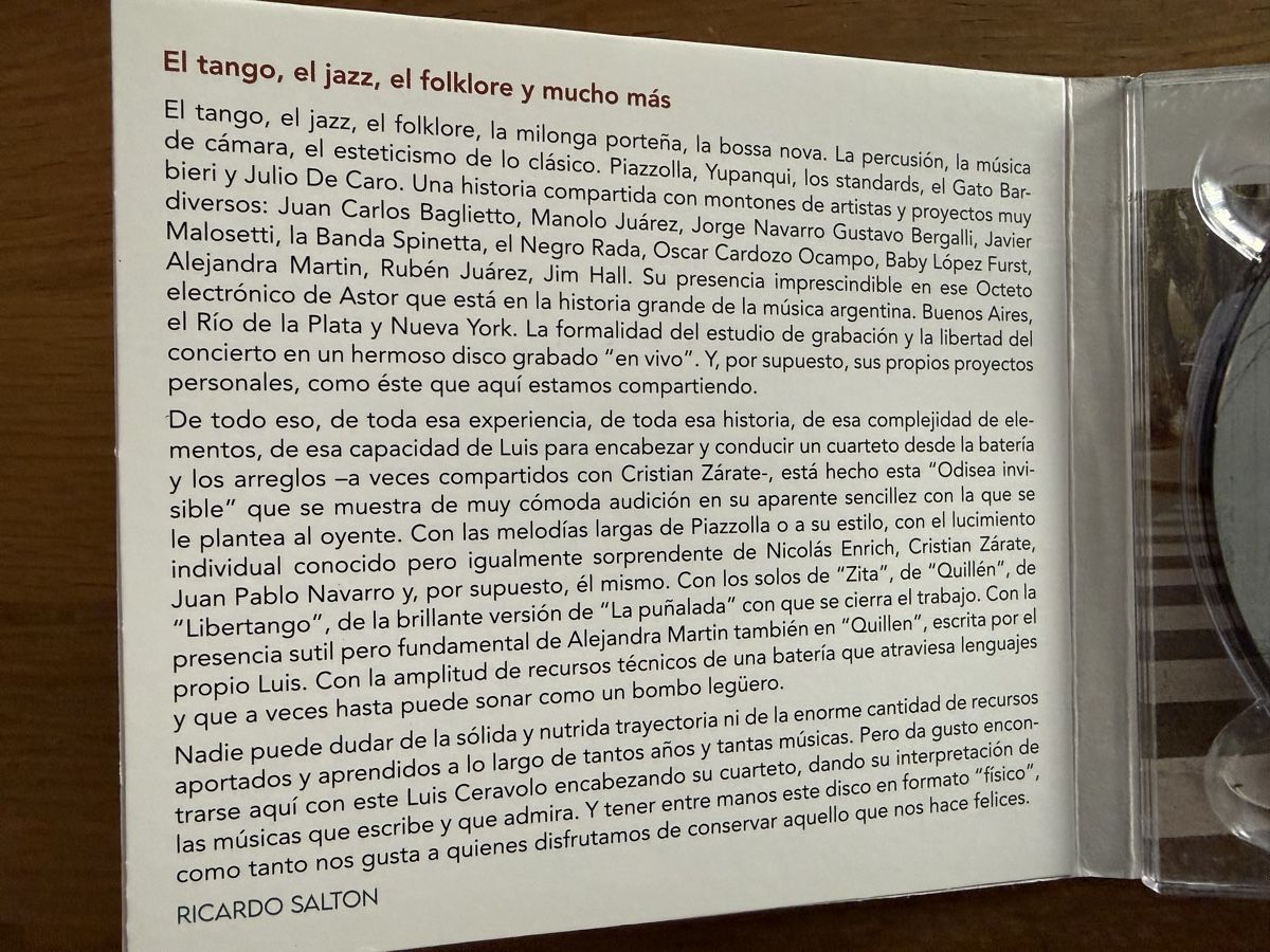 CDs: CD Luis Ceravolo 4 Odisea Invisible  – Gebraucht aus Goldach von Messerguru 5