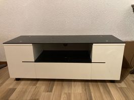 Modern TV-Möbel Weiss/Schwarz, 2 Türen, 1 Schublade.