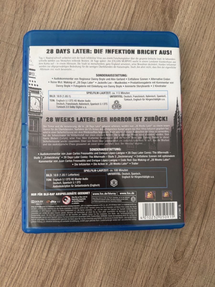 Tous les DVDs: 28 Days&28 Weeks BluRay – D'occasion à Hagendorn par masterchieff 1