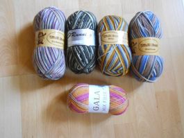4 x 100 Gr. Sockenwolle  plus 100 Gramm 1 Knäuel  Gratis Nr6