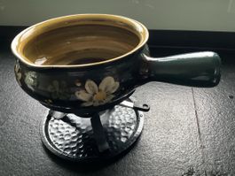 Vintage Keramik-Caquelon für gemütliche Fondue-Abende!