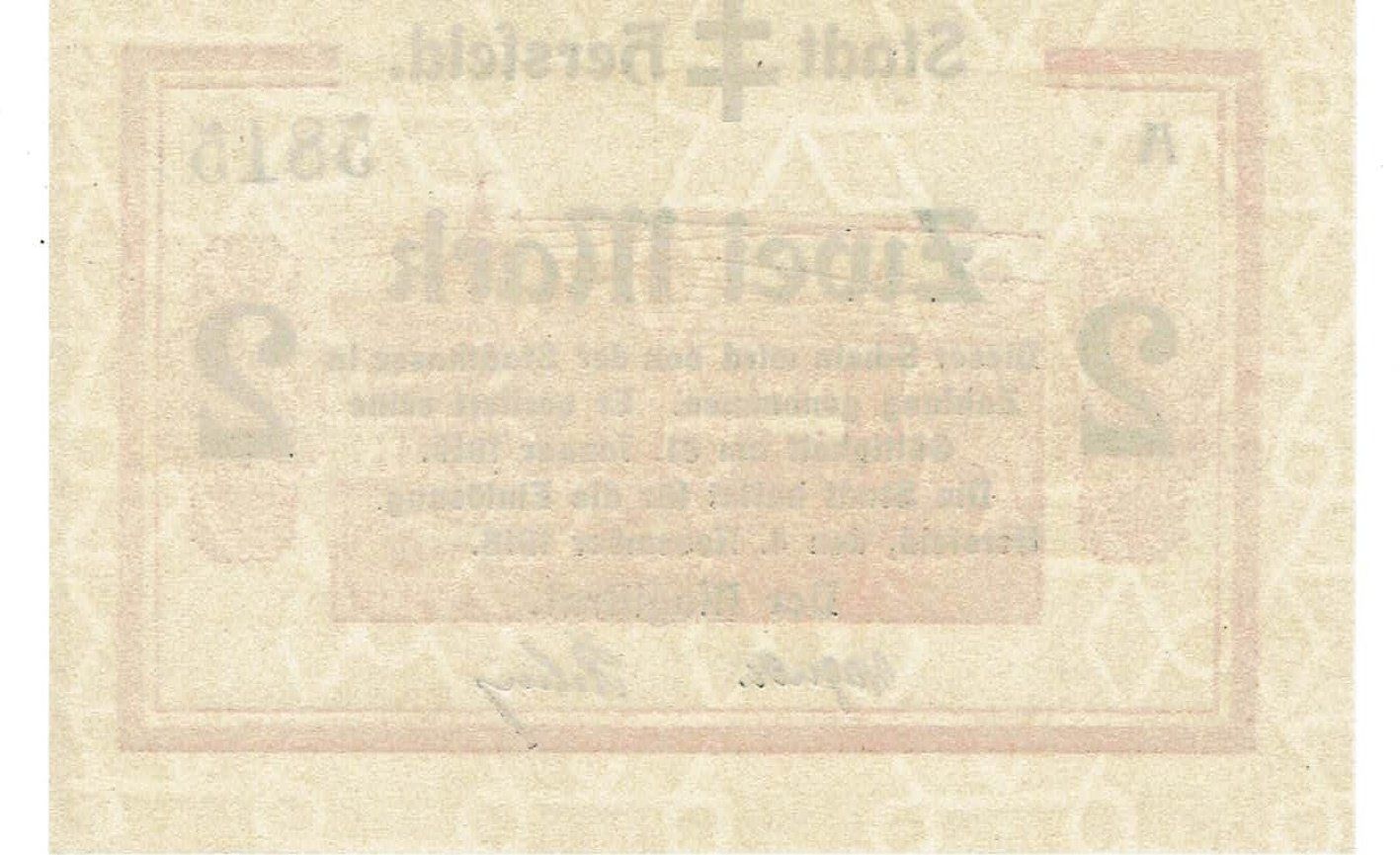 Banconote: Hersfeld 2 Mark Serie A 04.11.1918 VZ++-UNZ – Usato da Steffisburg venduto da ber_8htf 1