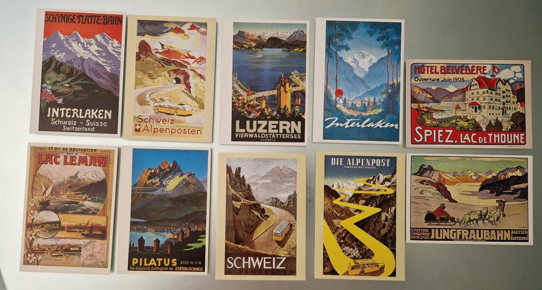 Ansichtskarten: AK: Schweiz Vintage Plakate Set. – Gebraucht aus Büetigen von philat