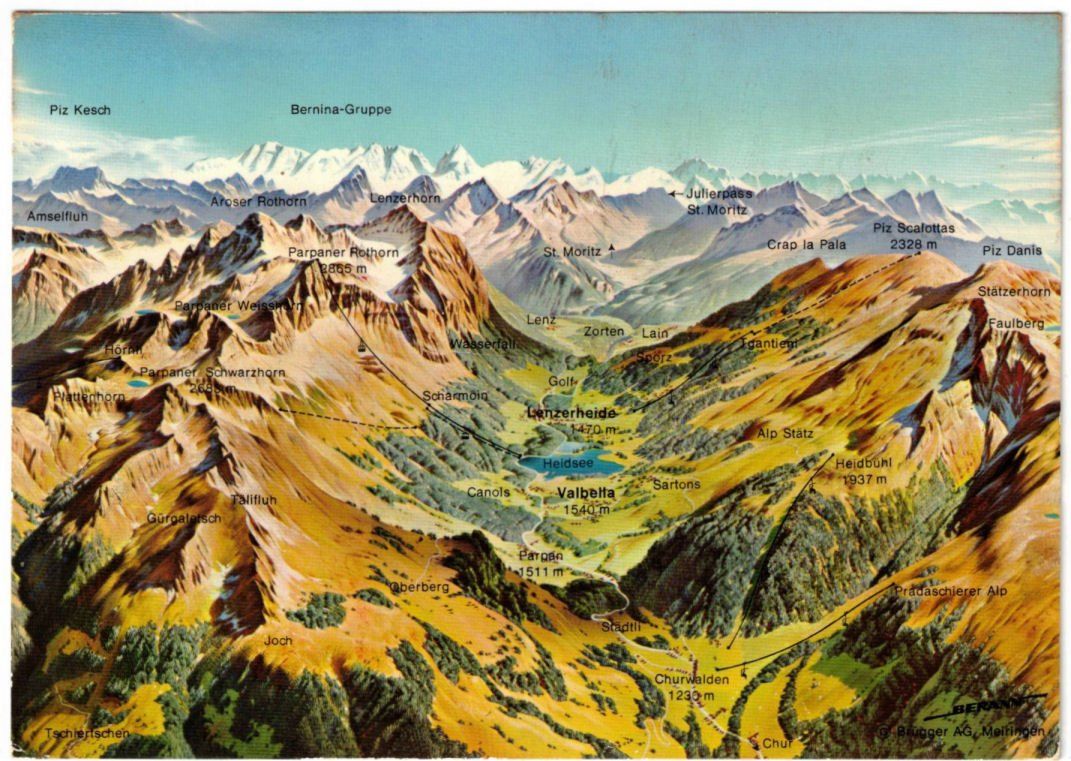 Cartoline postali: Lenzerheide - liftplan Sommer – Usato da Binningen venduto da Mountainrider
