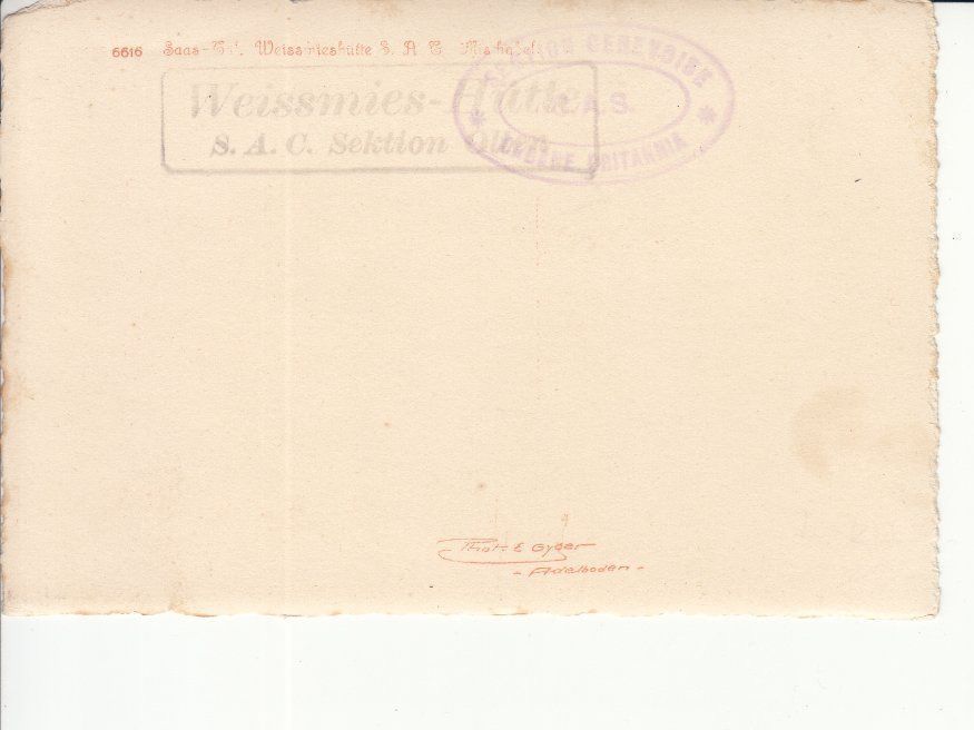 Cartoline postali: Weissmieshütte ca. 1920 – Usato da Bürglen TG venduto da StampGraf 1