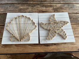 Wandbilder Set Muschel und Seestern gebraucht Holzoptik