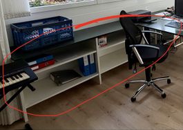 Büroregal / Sideboard 431 cm, weiss – teilbar in 2× 215 cm