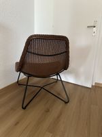 Lounge-Sessel, braunes Rattan, Metallgestell, modernes Desig