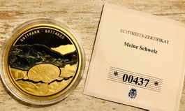 Meine Schweiz vergoldete Medaille GOTTHARD - GOTTARDO