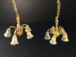 2 Vintage Puppenhaus Deckenlampe Lampe