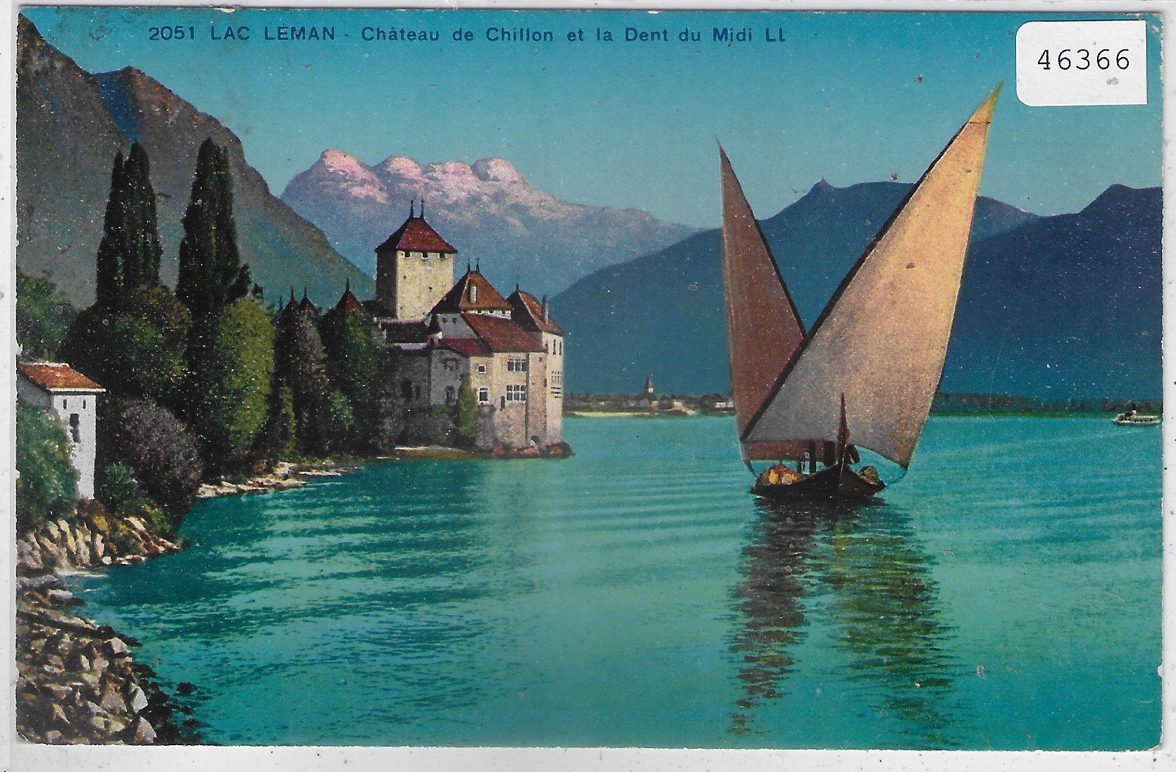 Cartoline postali: Chateau de Chillon - Barque - Litho – Usato da Ettingen venduto da Kartenplanet