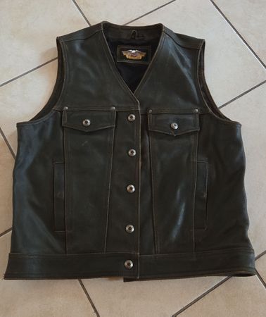 Gilet en cuir Harley-Davidson marron jamais mis 