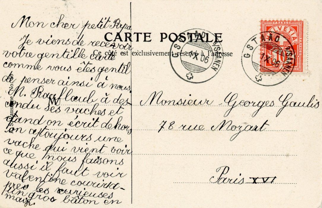 Cartoline postali: Gsteig   BE          um  1 9 0 6 – Usato da Brig venduto da Valcards54 1