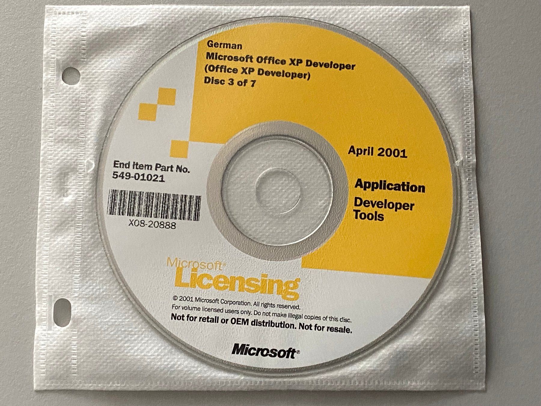 Microsoft Software: Microsoft Office XP Developer Kit - Datenträger – Difettoso da Langwiesen venduto da Restposten-24 4