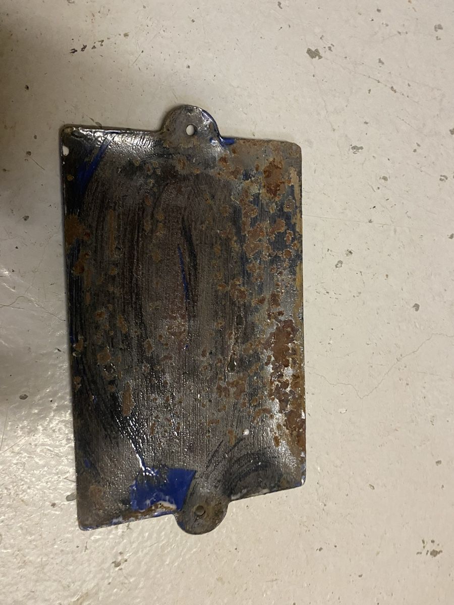 Insegne: Altes Emailschild 130 – Usato da Mosnang venduto da Goldwasser 1
