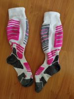 Ski-Socken Mädchen weiss-grau-rosarot in der Grösse 33-34