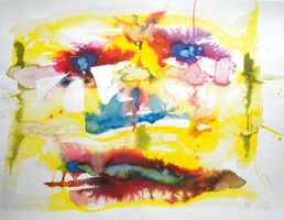 Grosse Tusche Zeichnung: Yellow Face