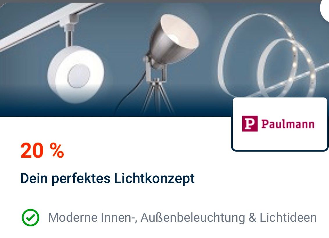 Gutscheine: Paulmann Licht 20% Rabatt Gutschein – Neu und originalverpackt aus Zürich von Marcel_2202