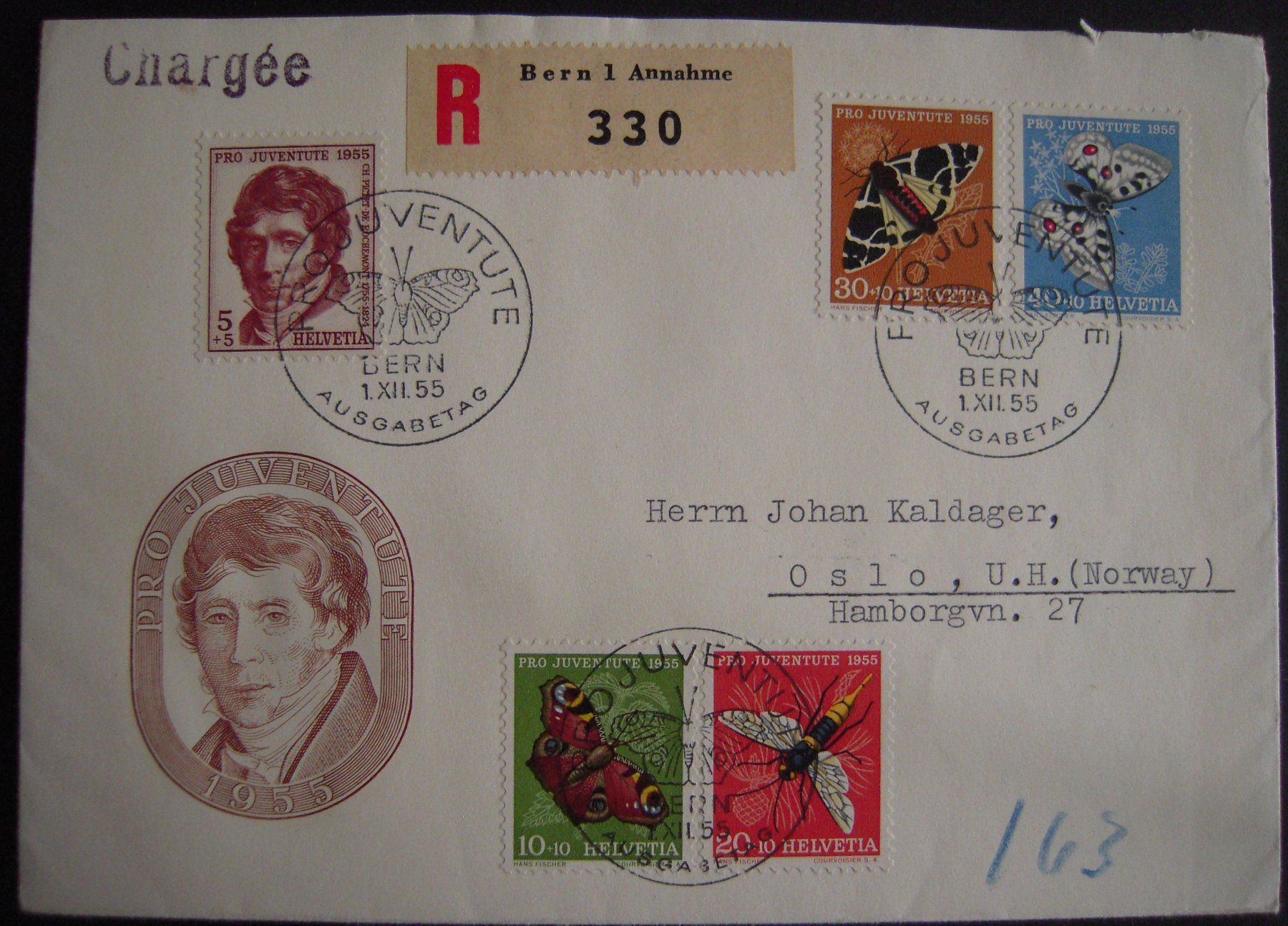 Tutti i francobolli: PJ 1955 FDC, deutsch – Usato da Stallikon venduto da Saentis2014