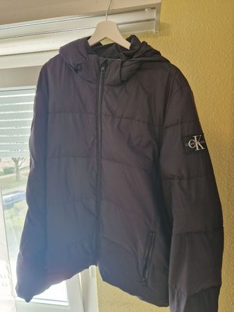 CALVIN KLEIN DAUNEN HERBST WINTERJACKE SCHWARZ KAPUZE GR XL