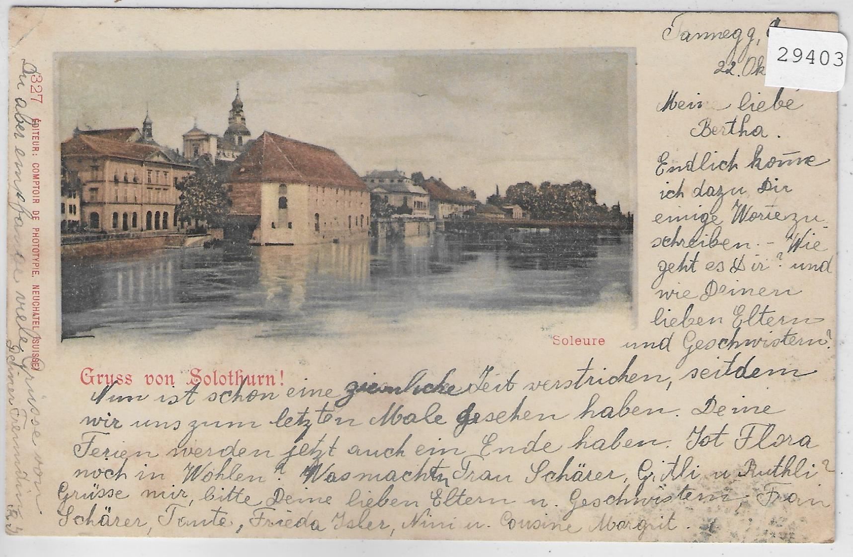Ansichtskarten: Gruss aus Solothurn 1899 - Litho – Gebraucht aus Ettingen von Kartenplanet