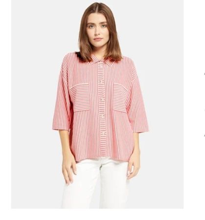 Oui Hemd Bluse Gr. 36 rot/weiss gestreift Sommer Look!
