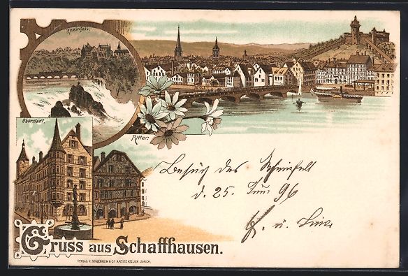 Cartes postales: Litho Schaffhausen, Oberstadt, Rheinfall – D'occasion à Berlin par bartko-reher