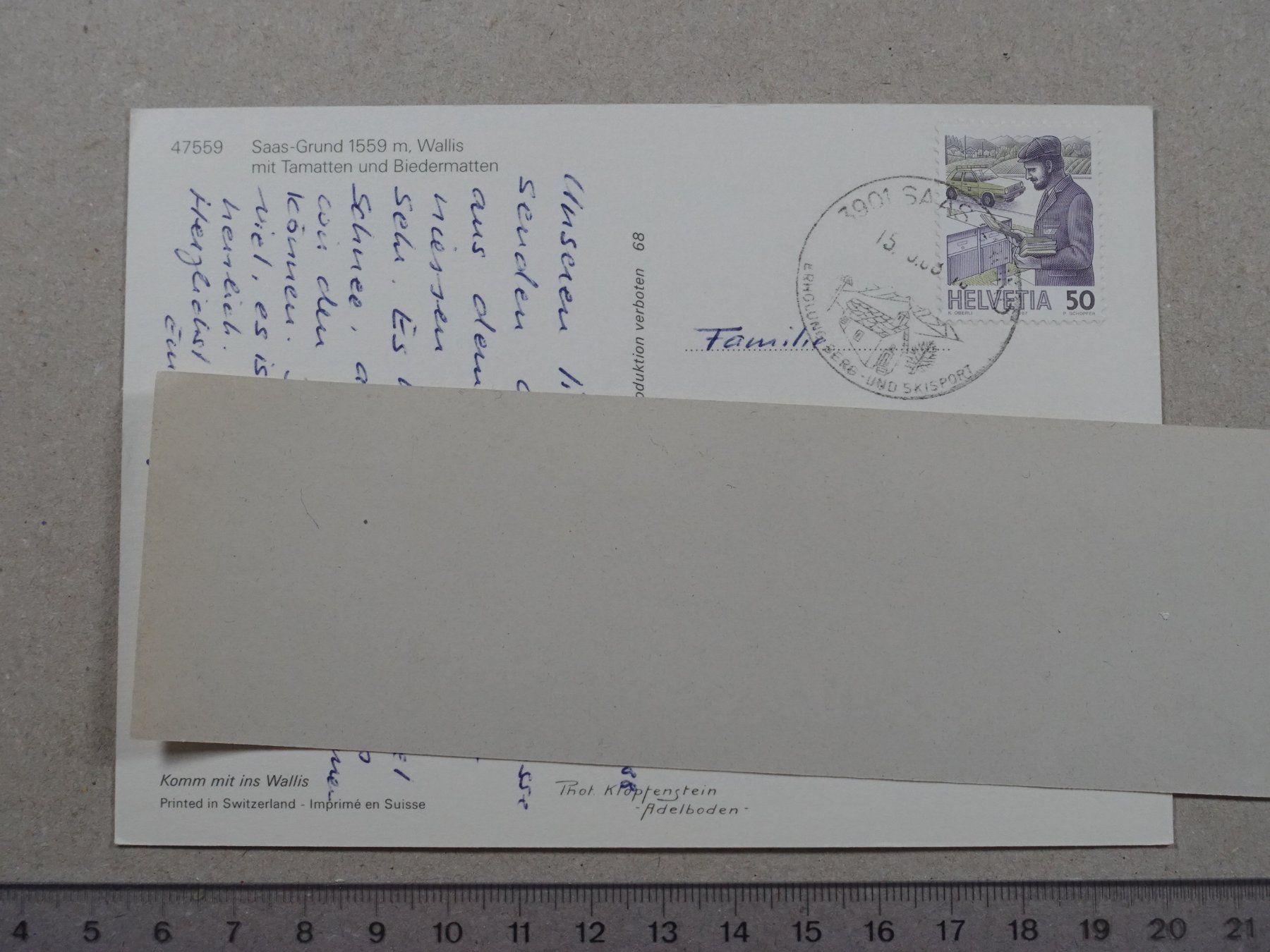 Cartoline postali: Saas Grund, Tamatten, Biedermatten, 1988 – Usato da Lenzburg venduto da fh1 1