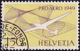 1949, Pro Aero Nr. F45 mit linkem Eckstempel, fehlerfrei.