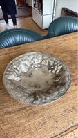 Antike Obstschale Zinn versilbert, Traubenmotiv, Vintage