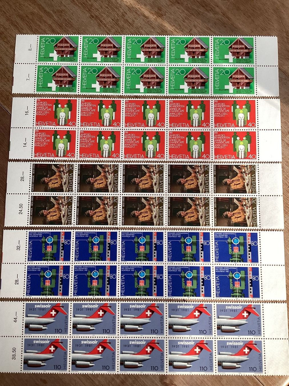 Tutti i francobolli: Serie 1981 Briefmarken postfrisch 10er Blöcke – Nuovo (secondo la descrizione) da Seftigen venduto da Muggelwomb