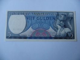 Banknote Suriname 5 Gulden 1963, Zustand Unc