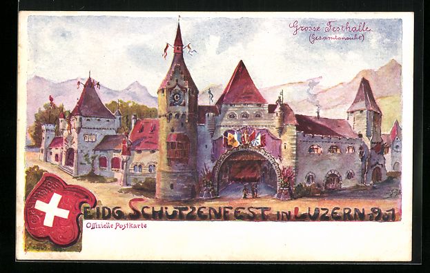 Cartoline postali: Luzern, Eidgenössisches Schützenfest 1 – Usato da Berlin venduto da bartko-reher
