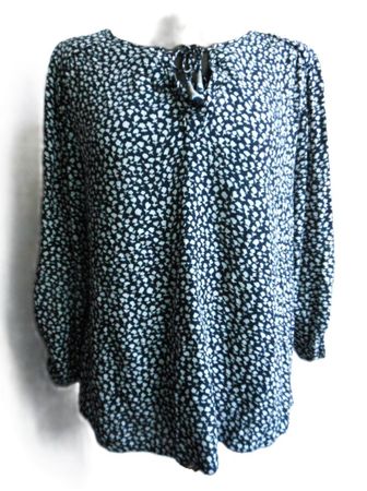 ca. Gr. 42 L  CECIL Bluse blau weiss hinten länger sMasse