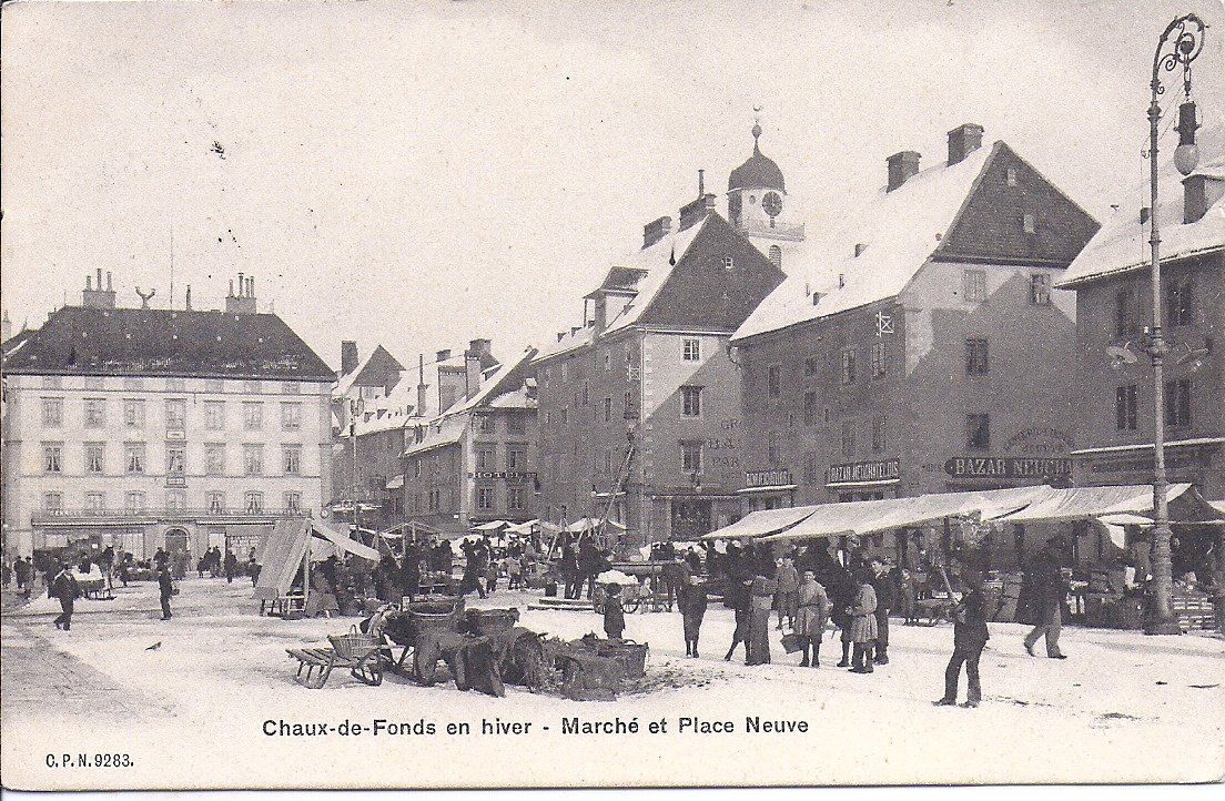 Cartoline postali: CHAUX-de-FONDS, place du marché – Usato da Les Verrières venduto da Scampi0