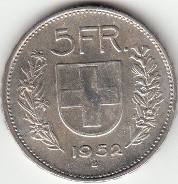 Alle Münzen: 5 Franken 1952 mit "voller 9" **RAR** – Gebraucht aus Gossau SG von Gallus00 2