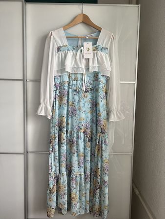 Romantic Floral Maxi Dress with Sheer Sleeves - New!