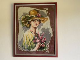 Dame mit blumengeschmücktem Hut 